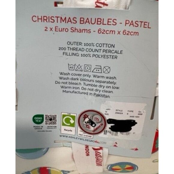 NWT 2 Cath Kidston Christmas Baubles Pastel Euro-Shams. - Picture 3 of 8